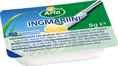 Ingmariini rasvaseoslevitenappi 72% 100x8g