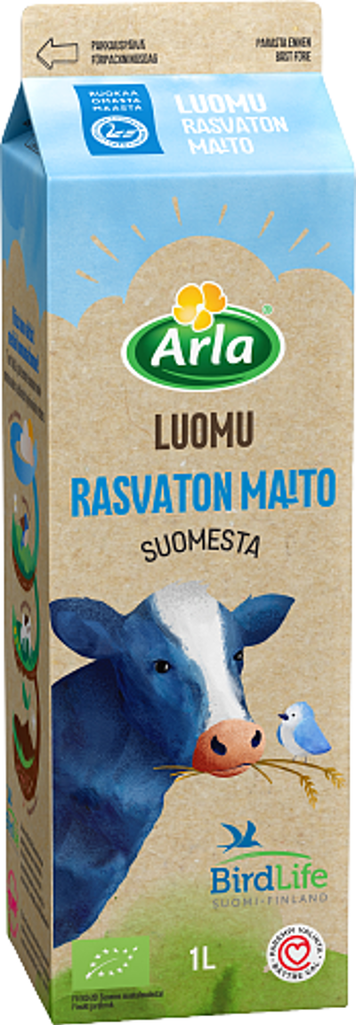 Rasvatonta maitoa Suomesta
